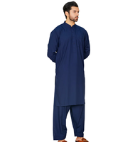 Salwar Kameez Pria Berkualitas Tinggi Bahan Bernapas, Kurta Pajama Pakistan Desain Modern, Spandex/Elastane, Elastis, Anti Kusut