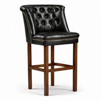 Tabouret de bar Chesterfield Farmhouse en cuir de buffle et structure en bois |   Durable, stable, écologique |   Vintage Marron Capitonnée |   Hôtel de luxe