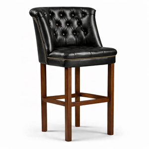 Tabouret de bar Chesterfield en cuir de buffle |   Vintage Marron Capitonnée |   Meubles de bar d'hôtel de luxe, design classique et haut de gamme - Product Image 2