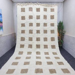 Long Checkered Carpets Hand Block <b>Print</b> Pattern Dhurries 100% Embroidered Carpets for Home Living Room, <b>Bedroom</b> Decor Carpets - Product Image 1