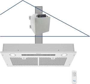 Campana extractora de techo AUTHENTIC de 14-1/2” de diámetro, súper silenciosa, de acero inoxidable, 4 velocidades, 1000 CFM, con filtros de malla - Product Image 1