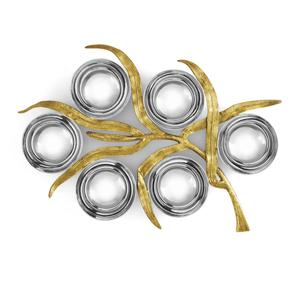 Plato de Seder de acero inoxidable múltiple con hoja botánica chapada en oro Vajilla pública muy atractiva Tuercas Artículo para servir - Product Image 5