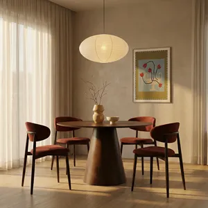 RUST RED & WALNUT WALNUT & BLUSH HALSTON DINING <b>CHAIR</b> - Product Image 1