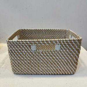 Panier rectangulaire de luxe en rotin naturel avec ficelle en PP, écologique et polyvalent pour le rangement - Product Image 2