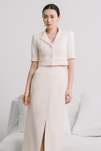 VIVIEN CROPPED <b>JACKET</b> Triacetate Long Skirt <b>Jackets</b> for <b>Women</b> Stylish Half <b>Sleeve</b> <b>Women's</b> <b>Jackets</b> Sustainable Fashion Brand - Product Image 6