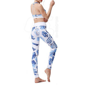 Ensemble de soutien-gorge de gymnastique léger et respirant pour femmes leggings nouvel OEM vente en gros imprimé sublimé taille moyenne fermeture élastique solide - Product Image 4
