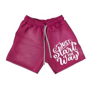 Pantalones cortos de algodón 100% con lavado ácido Vintage para hombre, ropa de calle de verano desgastada con estampado personalizado, tinte ecológico, venta al por mayor - Product Image 3