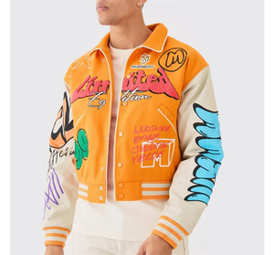 Custom Chenille <b>Patches</b> Varsity Letterman <b>Jackets</b> Wool Leather Varsity Men's <b>Jackets</b> EMbroidered Letterman College <b>Jackets</b> - Product Image 2