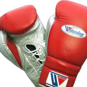 Gants de boxe à lacets Winning, rouge argent, cuir véritable de qualité supérieure, gants d'entraînement de combat professionnels, gants de sparring, 8oz 10oz 12oz 14oz 16oz - Product Image 2