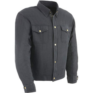 Chemise de motard d'extérieur noire unie avec bouton à l'avant et chemise de protection certifiée CE pour la sécurité au travail - Product Image 1