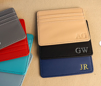 Cartera Delgada de Lujo para Hombre, de PU, con Bloqueo RFID, Cierre Abierto, para Tarjetas de Visita, con Forro de Satén