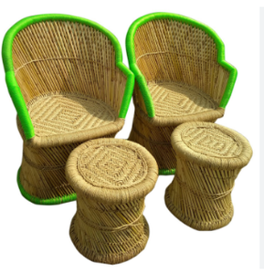 Juego de mesa para silla de bambú Natural, mueble de madera Vintage colorido con mesa para sala de estar, comedor y jardín - Product Image 5