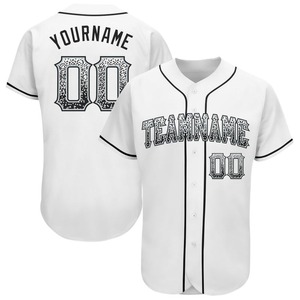 Meilleures ventes Vêtements d'équipe personnalisés Blanc Noir-Argent Authentique Drift Fashion Baseball Jersey - Product Image 1