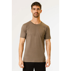 T-shirt uni en coton de qualité supérieure marron foncé pour homme T-shirt uni à col rond et demi-manches - Product Image 6