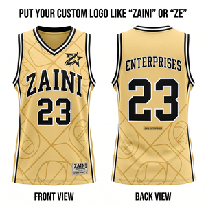 Robe de basket-ball pour femmes, jersey 160 GSM, polyester respirant de qualité supérieure, maille or et noir, logo personnalisé sublimé, uniforme d'équipe - Product Image 1