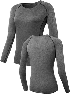High Quality Dri Slim Fit Women's <b>Long</b> <b>Sleeve</b> <b>Compression</b> T-<b>Shirt</b> Cotton Yoga Athletic Running Top Summer Workout Plain - Product Image 2