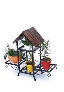 Best selling four tier <b>plants</b> display stand indoor outdoor hut shaped metal planters stand decoration home garden balcony - Product Image 5