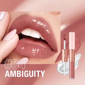 O.TW O.O Lip Gloss selesai 2 dalam 1, minyak bibir lapisan tahan air pemakaian panjang 6 warna Makeup untuk seluruh