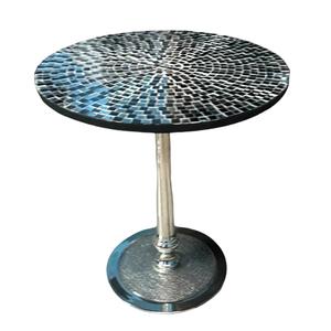 Table ronde moderne en aluminium avec fond en bois marbre et métal doré Table basse ronde pour meubles de maison - Product Image 4