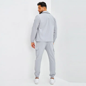 Chándal cortavientos informal personalizado de alta calidad de dos piezas con cremallera transpirable ligero poliéster/algodón ropa de calle lisa - Product Image 6