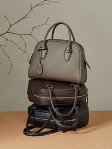 Vente en gros prix d'usine sac à main pour femmes première couche en cuir véritable sac Boston fermeture éclair simple mode dames - Product Image 3