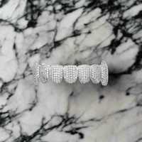 Grillz en argent sterling 925 plaqué rhodium avec moissanite, motif croc de vampire, pour fiançailles et mariage, cadeau unisexe chrétien