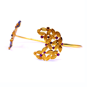 Party Wear Sterling Silver 925 Ruby Gemstones Celeb Style Classic Handmade Trendy Unique Open Cuff Bangles - Product Image 5