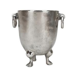Seau à glace en métal de champagne de haute qualité avec poignée et base à pied de refroidisseur de vin de conception unique en aluminium argenté - Product Image 1