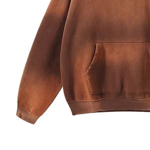 Sweat-shirts à capuche personnalisables pour hommes, hiver, poids lourd, double masque, fermeture éclair intégrale, lavage à l'acide, broderie, 100% coton, écologique, respirant - Product Image 4