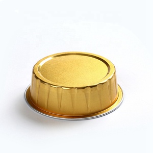 ถ้วยอบขนมฟอยล์กลมสีทองขนาดเล็กแบบใช้แล้วทิ้ง พร้อมฝาพลาสติก ขายดี - Product Image 2
