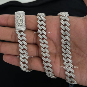 925 Sterling Silver 12 MM Wide Unisex VVS Moissanite Diamond Cuban <b>Link</b> Chain Christian Luxury Necklace for Party & Gift - Product Image 2