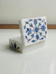 Marbre blanc artisanal avec incrustation de fleurs Boîte de travail à utiliser et cadeaux parfaits pour femmes et filles Taille-10x7,5 - Product Image 2