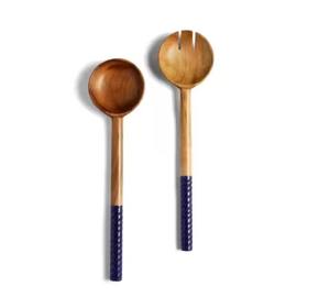 Ensemble de cuillères à salade avec manche blanc, bois d'acacia naturel, bois de manguier, ensemble d'ustensiles de cuisine - Product Image 5