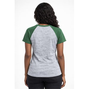 T-shirt à manches raglan Heather Grey Soror, sororité grecque, femmes, rose, vert, été, décontracté, diamants, 100% coton biologique - Product Image 2