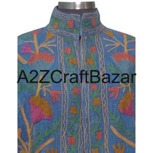 Veste bomber vintage pour femme A2ZCraftBazar, broderie Suzani, faite à la main, en coton indien tricoté, écologique, style bohème, hiver, fleurs - Product Image 3