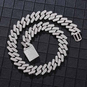 Hip Hop VVS Moissanite Chaîne À Maillons Cubains Diamant Coupe Ronde Glace 14mm Bijoux Pour Hommes En Argent Sterling 925 - Product Image 1