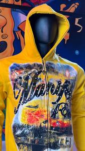 Men Screen Printed multi color <b>Hoodies</b> <b>Graphic</b> Cotton <b>Zip</b> <b>up</b> Streetwear Screen Printed Cotton Material Men <b>Hoodies</b> OEM - Product Image 4