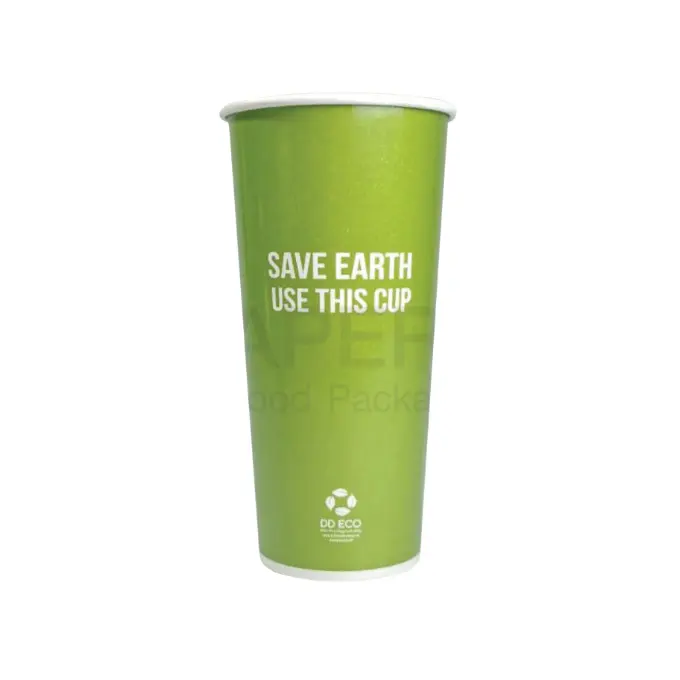 Atacado Copo De Papel Salvar Terra Eco Friendly Tamanho 22 oz Cor Verde Logotipo Personalizado para Festa e Bebidas da Tailândia