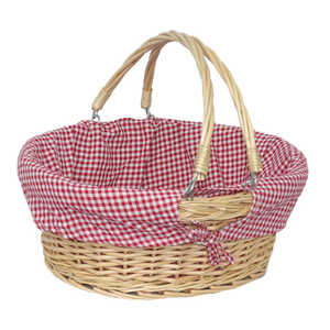 Panier de courses tressé en saule moyen avec poignée pivotante, naturel et durable, compagnon de courses extérieur, non revêtu, 41x30x18cm - Product Image 4