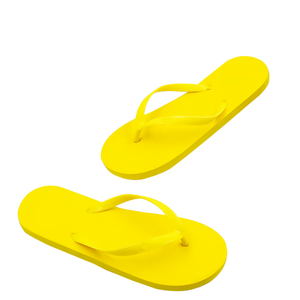Claquettes plates en caoutchouc souple jaunes personnalisées avec logo, imperméables, pour femmes et filles, idéales pour la plage et les loisirs. - Product Image 1