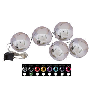 EUROPALMS ไฟ LED ทรงลูกบอลหิมะ 8 ซม. สีดำ แพ็ค 5 ชิ้น ไฟคริสต์มาส - Product Image 1