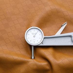 Cachette en cuir perforé Cognac de qualité supérieure-Motif fromage suisse disponible en 1 à 22 pieds carrés pour les produits en cuir personnalisés - Product Image 1