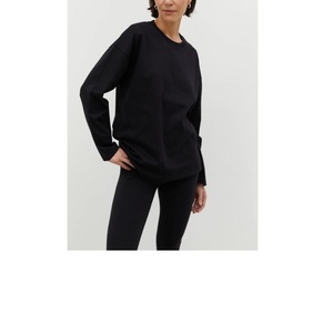 Camiseta informal de manga larga para mujer de punto de rizo ecológico Premium personalizada Color sólido ajuste holgado cálido asequible-Export BD - Product Image 3