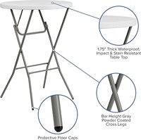 Table de Bar Pliante Portable Ronde Blanche en Plastique, Diamètre 80cm, pour Banquets, Mariages, Hôtels, Fêtes et Événements en Extérieur
