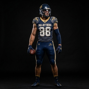 Ensemble de maillot et pantalon de football américain personnalisé bleu marine et or, uniforme d'équipe rembourré, fabricant de vêtements de sport en gros - Product Image 2
