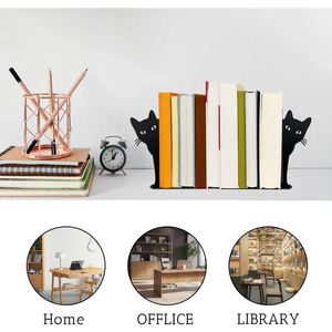 AK โลหะทองเหลืองรูปแมวคั่นหนังสือชุด2ชิ้นเคลือบผงสีดำสำหรับตกแต่งภายในโต๊ะ - Product Image 4