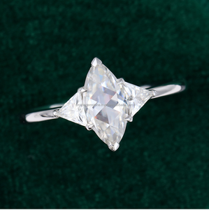 Anillo de boda de compromiso de corte Marquesa de Plata de Ley 925 de lujo personalizado VVS Moissanite diamante chapado en oro anillo de dedo del pie de moda regalo - Product Image 1