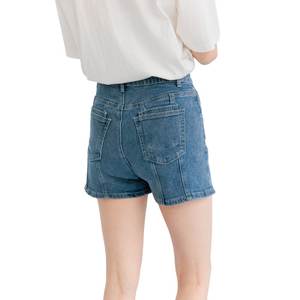 กางเกงขาสั้นผ้ายีนส์เอวกลางสำหรับผู้หญิง, กางเกงขาสั้นฤดูร้อน - Product Image 3