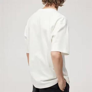 Lujo Casual alta calidad camiseta Premium hombros caídos Streetwear Boxy Camiseta cuello redondo blanco algodón en blanco camiseta lisa - Product Image 3