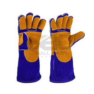 Gants de soudage en cuir de vache fendu avec logo personnalisé pour hommes, Vêtements de travail ignifuges pour la construction de bâtiments, Protection contre la chaleur et sécurité - Product Image 4